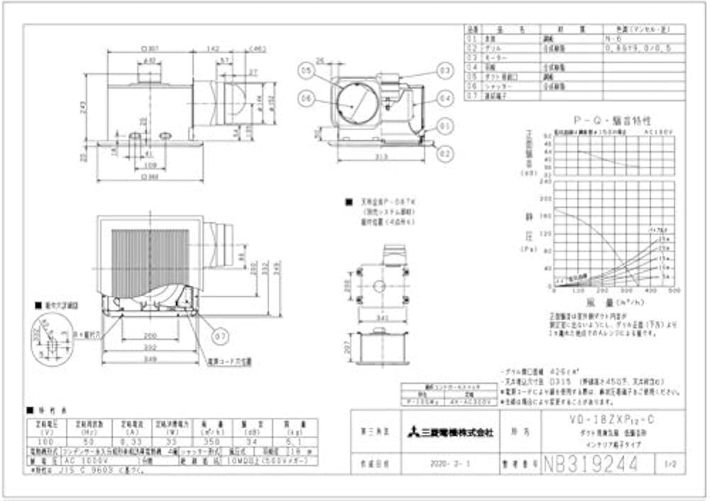 Amazon | 三菱電機（MITSUBISHI)ダクト用換気扇VD-18ZXP12-C | 換気扇