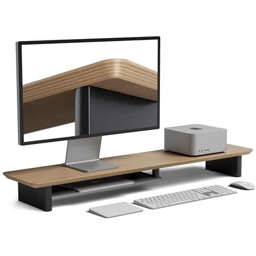 Amazon.co.jp: amesoba 木製 モニタースタンド 卓上 デスクシェルフ