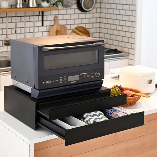 ブラック キッチンラック スライドトレー付き スライド トレー ラック