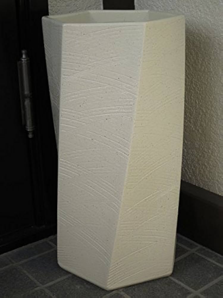 Amazon｜【陶器傘立て】【日本製】【信楽焼】 白ひねり 六角 傘立て