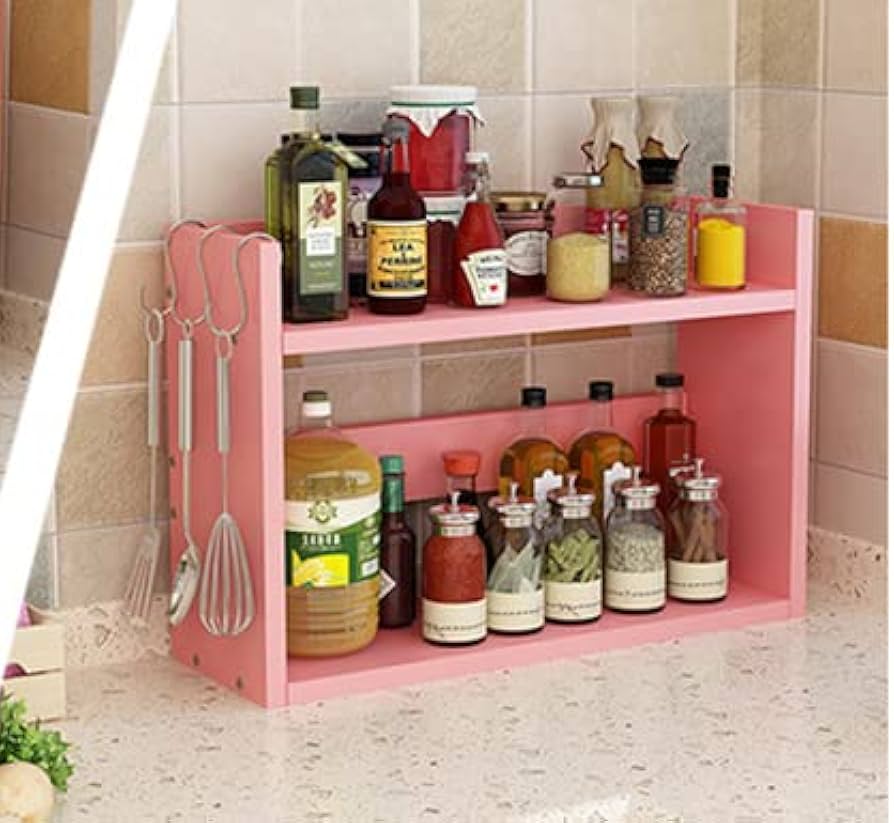 Amazon｜調味料ラック 2段式 木製 デスク上置棚 おしゃれ耐熱性 耐摩耗