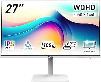 Amazon.co.jp: MSI モニター Modern MD272QXPW 27インチ/WQHD/IPS