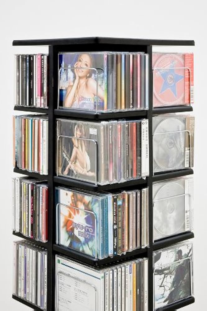 Amazon.co.jp: 回転式タワーCDラック・DVDラック[ブラック]／CD480枚