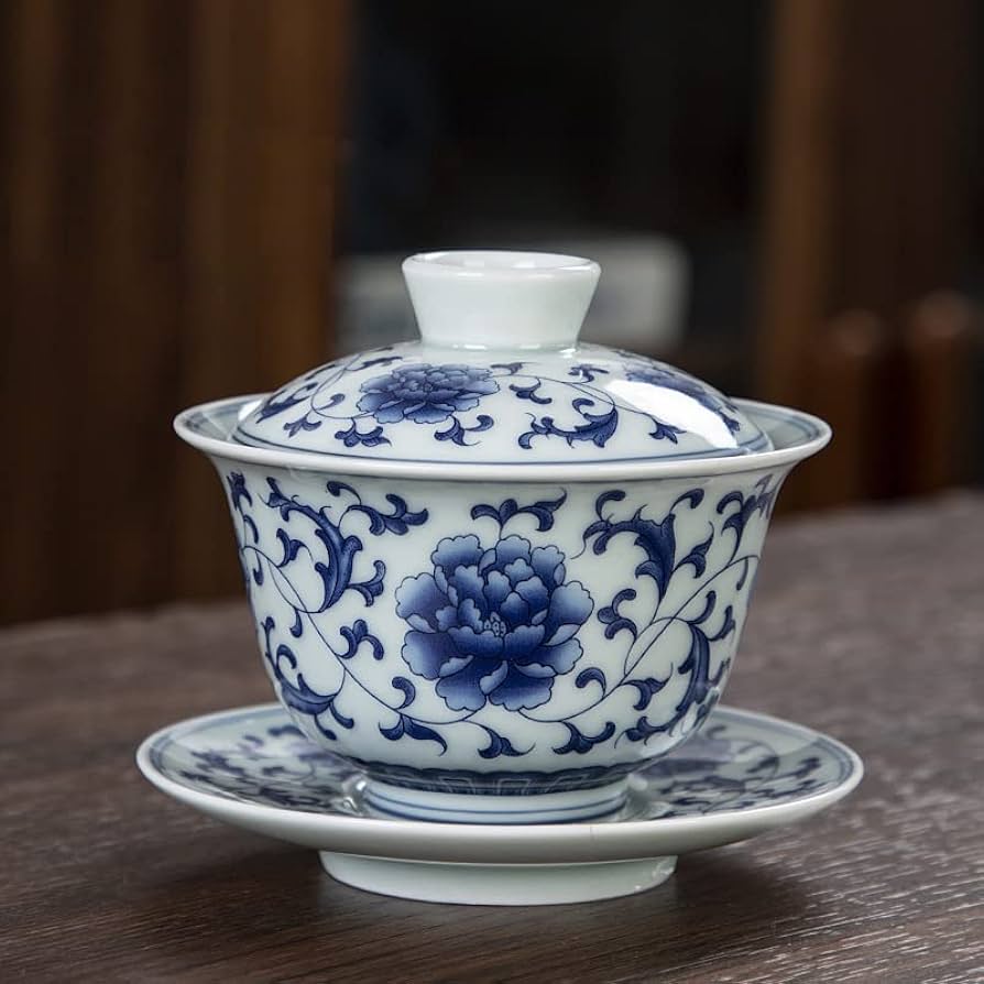 Amazon.co.jp: 手绘蓋碗,中国茶器セット,茶碗,セラミック景徳鎮の青と