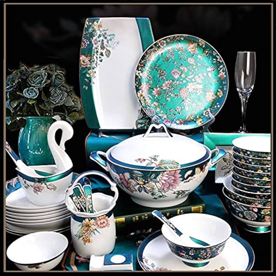 Amazon.co.jp: 食器セット、景徳鎮ホーロー食器ボウルとプレートセット