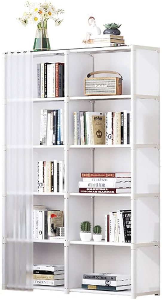 Amazon｜本棚 6段 2連 漫画 コミック コミックラック 書棚 扉付き 収納