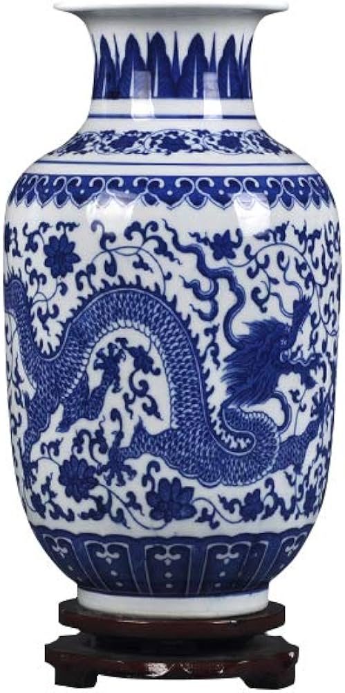 Amazon.com: fanquare 景德鎮青花瓷花瓶大型手工中國達貢陶瓷花瓶亞洲