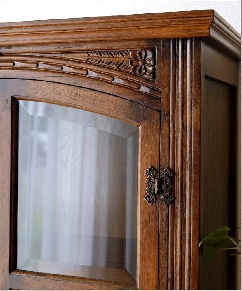 Amazon｜食器棚 カップボード キャビネット ガラス扉付き 収納 木製