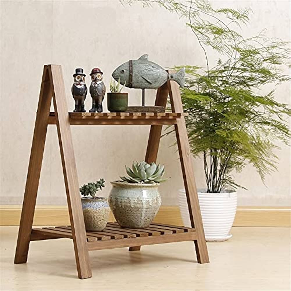 Amazon | HOHOUNCSY 木製 フラワースタンド 2段 ガーデニング/フラワー