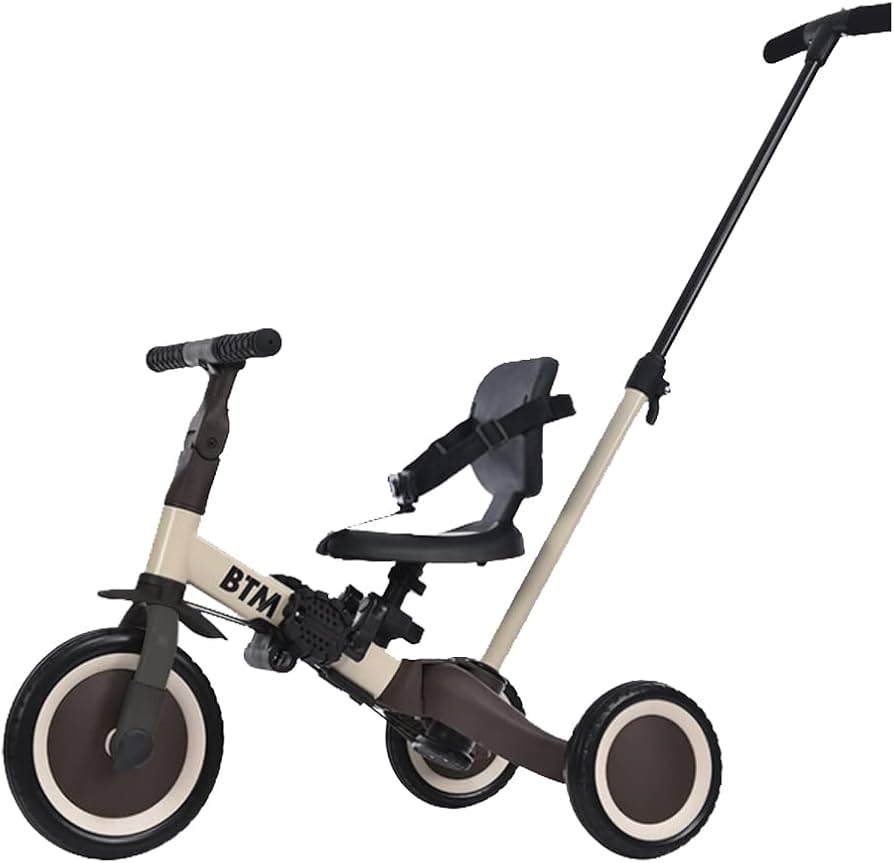 Amazon.co.jp: 【チョコ×ベージュ】BTM 子供用三輪車 折りたたみ