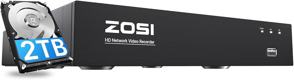 Amazon.co.jp: ZOSI 防犯レコーダー 8ch 2tb hdd 800万画素 poe防犯