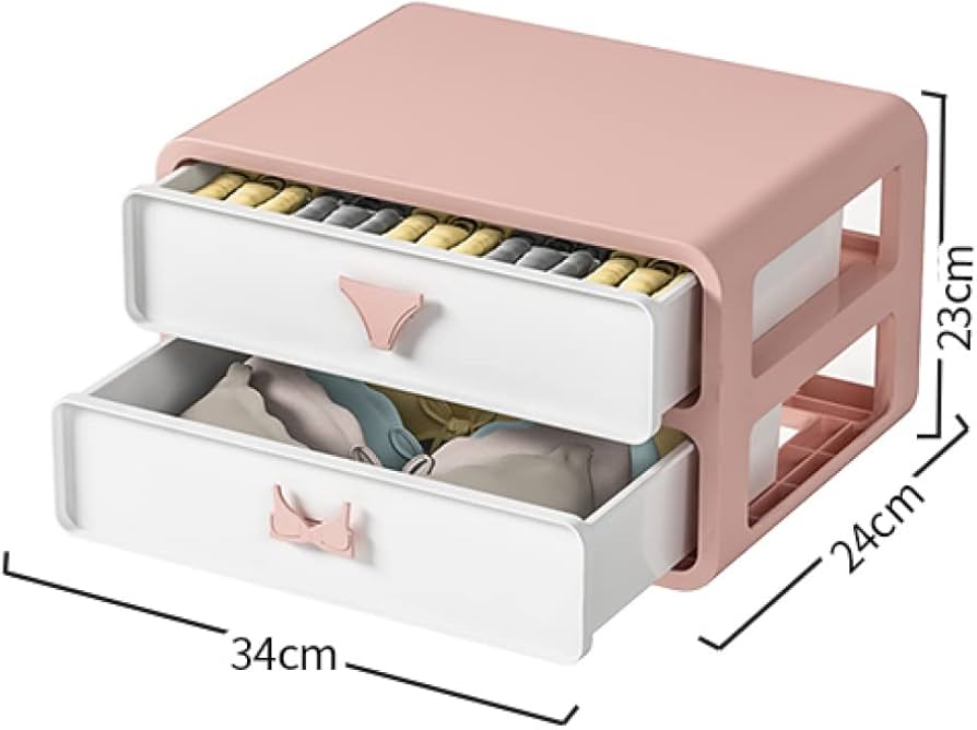 Amazon｜MJKQ9 2段 下着収納ケース 収納ボックス 防虫 ピンク 防塵