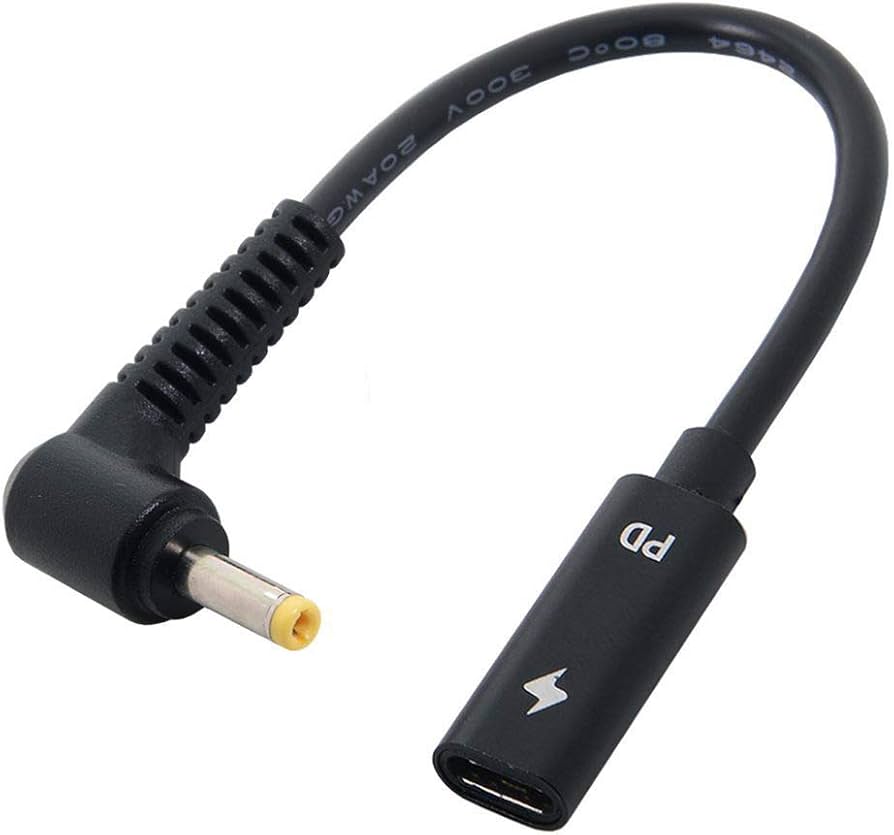 Amazon.co.jp: Cablecc Type C USB-Cメス入力、DC 4.0 * 1.7mm電源PD
