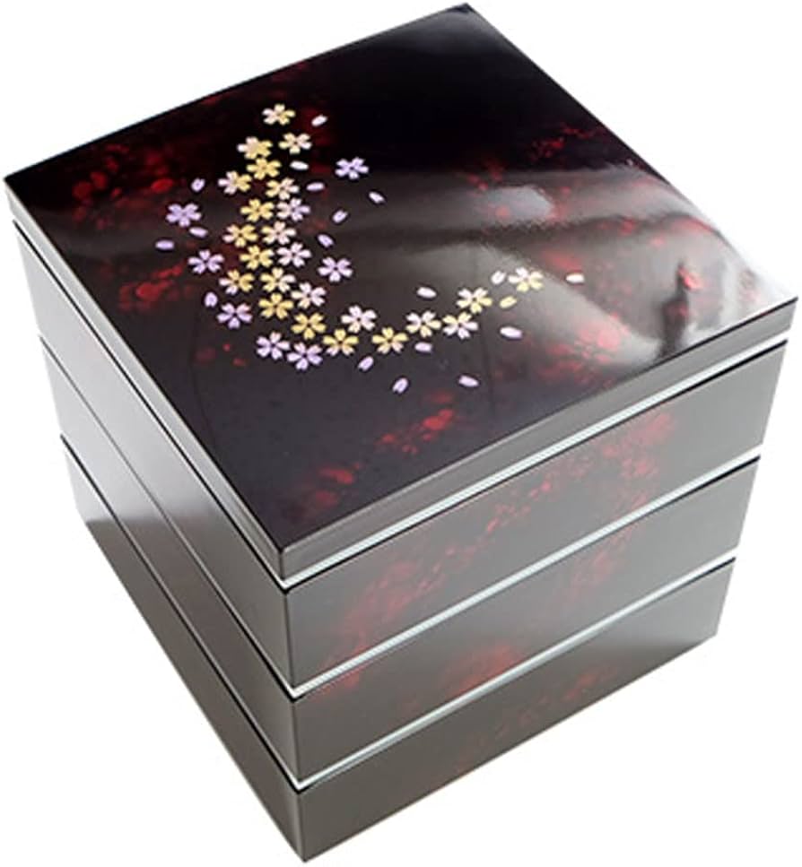 Amazon.co.jp: 重箱 紀州塗り 6寸 三段 別甲調 べっ甲風 彩桜 シール