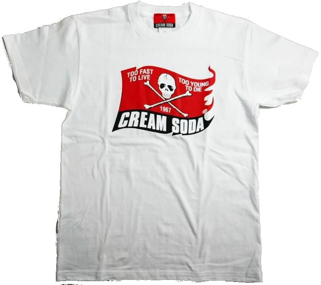 Amazon | CREAM SODA スカルフラッグ Tシャツ 『 WHITE