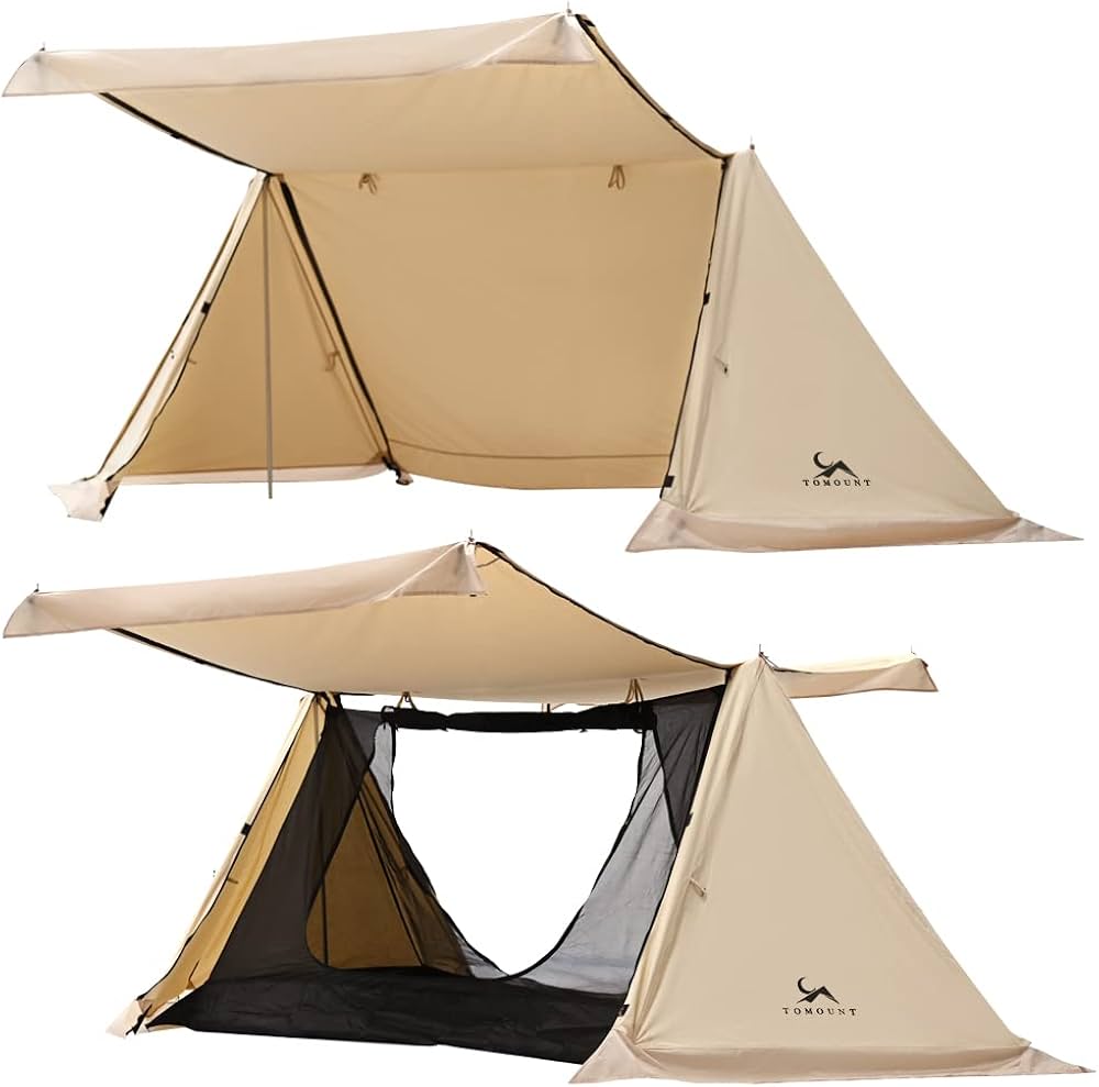 Amazon | パップテント TC軍幕 高さ1.4m ソロ 2人用 両側も開閉可能