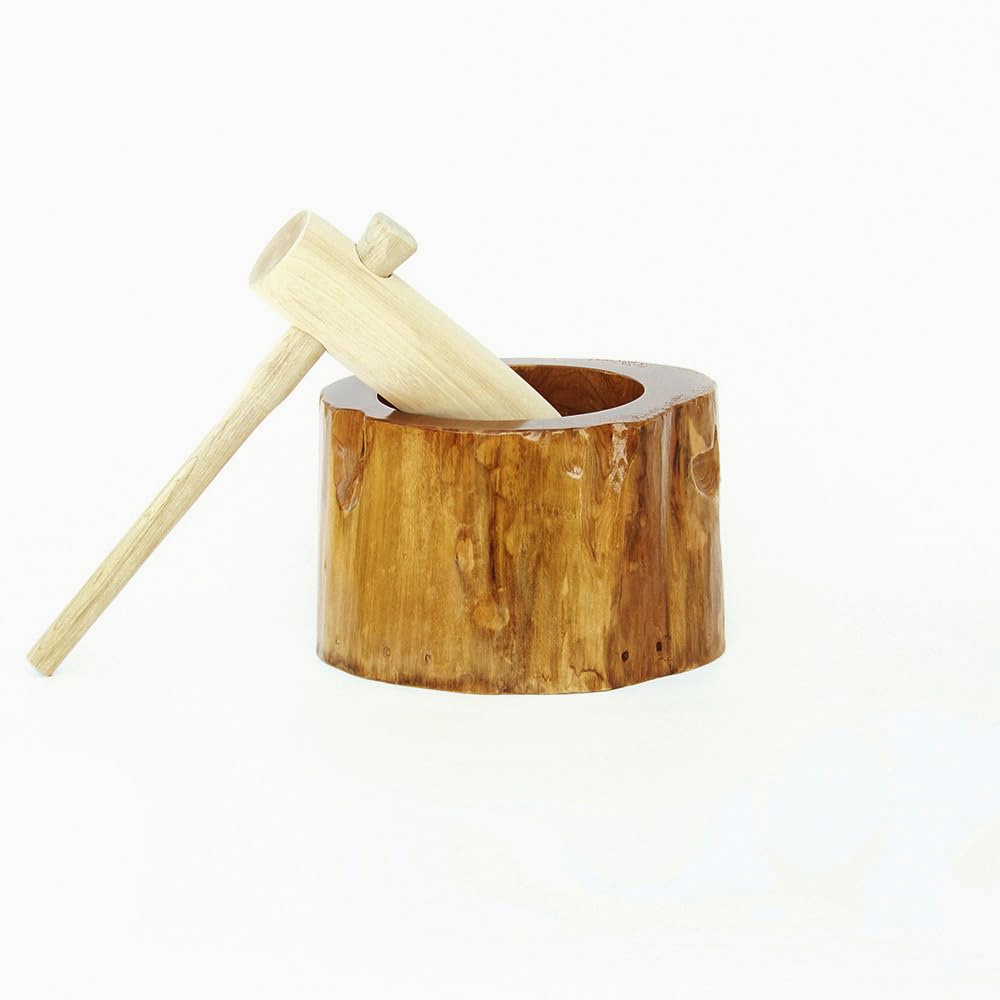 Amazon | 餅つきセット 8合用 木製ミニ臼＋キネ1本（もちつき うす き