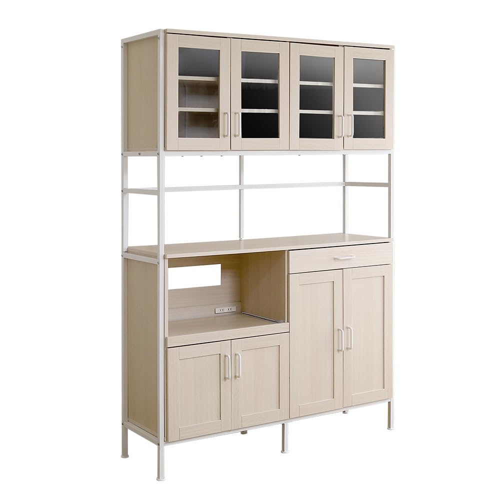 Amazon｜ホームテイスト さわやかなオシャレワイド食器棚 【Frais-フレ