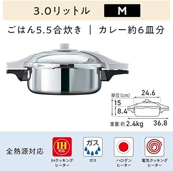 Amazon | アサヒ軽金属 ゼロ活力なべ パスカル 圧力鍋 高圧力鍋 IH