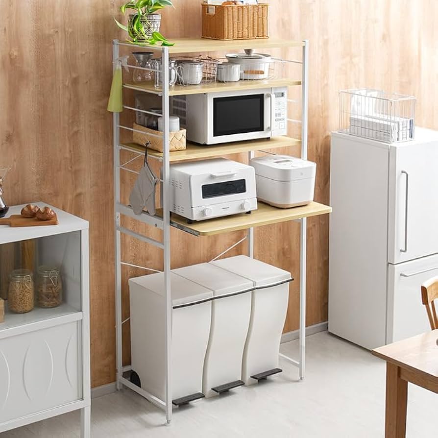 Amazon｜エア・リゾーム レンジ台 レンジボード ゴミ箱 収納 ごみ箱上