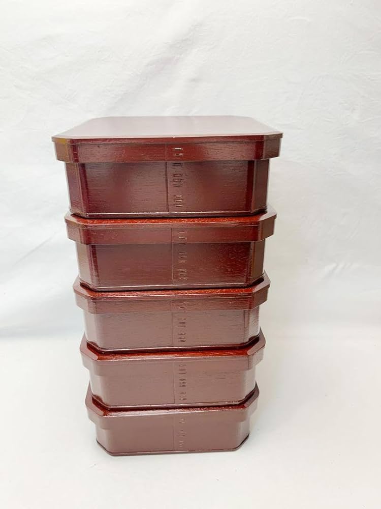 Amazon.co.jp: 懐石道具 木製 溜塗 大徳寺 弁当 縁高重箱 五客揃