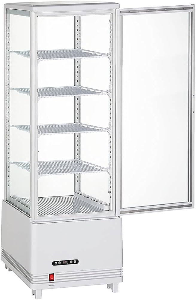 Amazon | Hijiru 4面ガラス冷蔵ショーケース100L／ホワイト【HJR