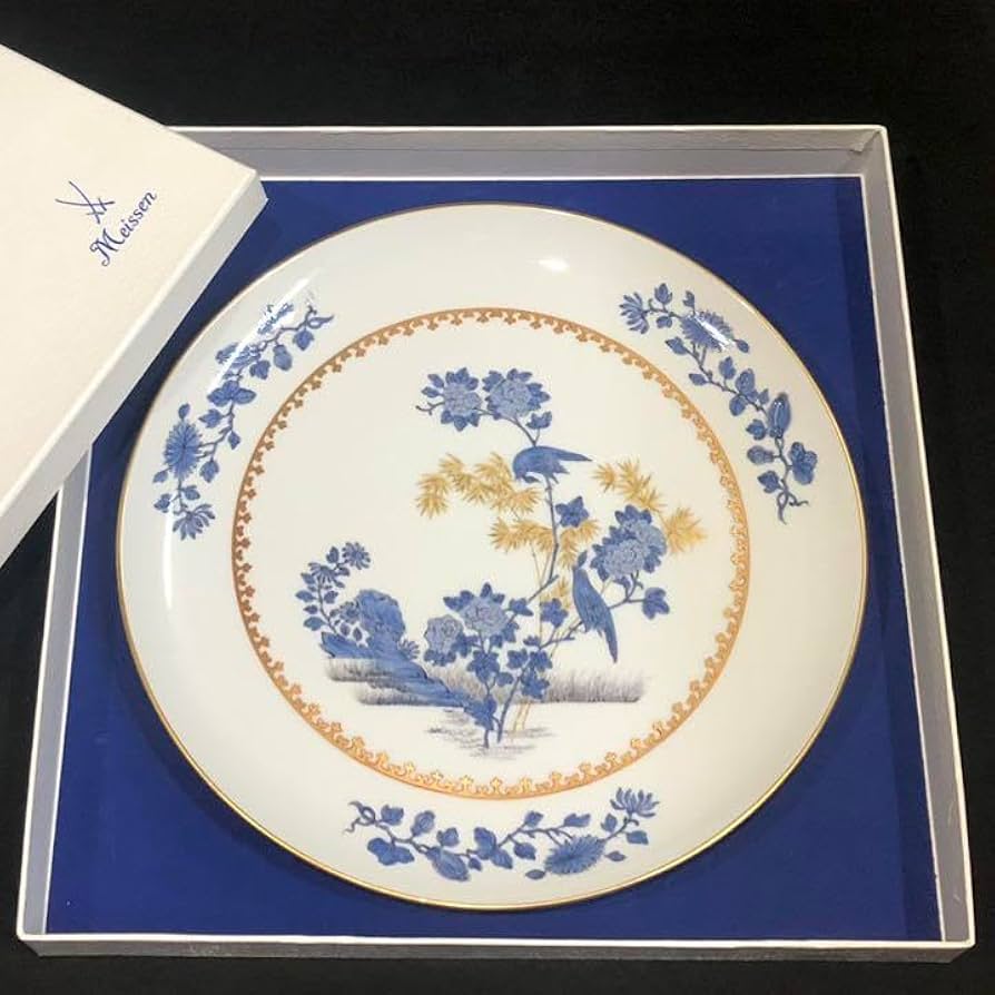 Amazon.co.jp: Meisseマイセン/極稀少1級品 化粧箱付「青い鳥と金の竹