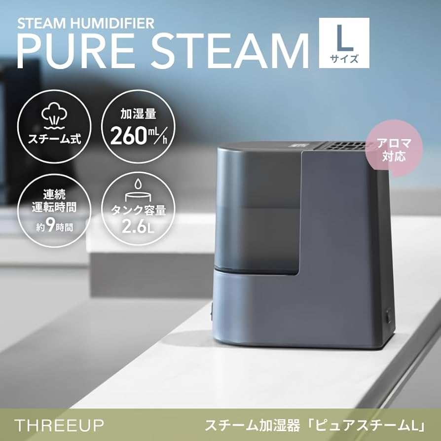 Amazon.co.jp: スリーアップ スチーム式 加湿器 7畳 最大加湿量260ml/h