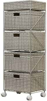 Amazon｜ラタン調チェスト4段 収納 キャスター付 グレー TME-09GY