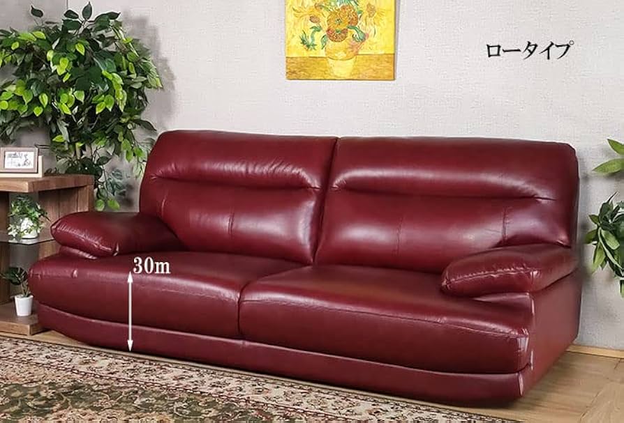 Amazon｜【 開梱設置無料】高級本革ソファ 3人掛けソファ 本革（ワイン