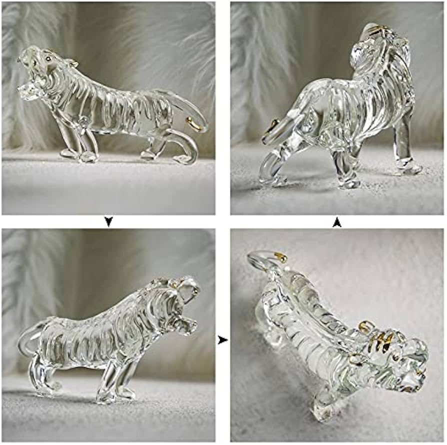 Amazon.co.jp: 手作り吹きガラスクリスタルタイガー タイガー