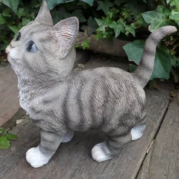 Amazon.co.jp: 猫の置物 子猫 グレー 9591H キャット ガーデン
