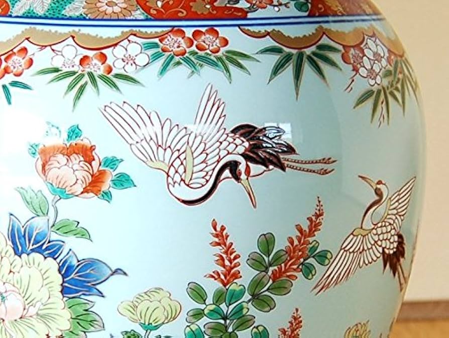 Amazon.co.jp: 花瓶 有田焼 陶器 伝統工芸品 日本製 鶴花園 径22.5cm