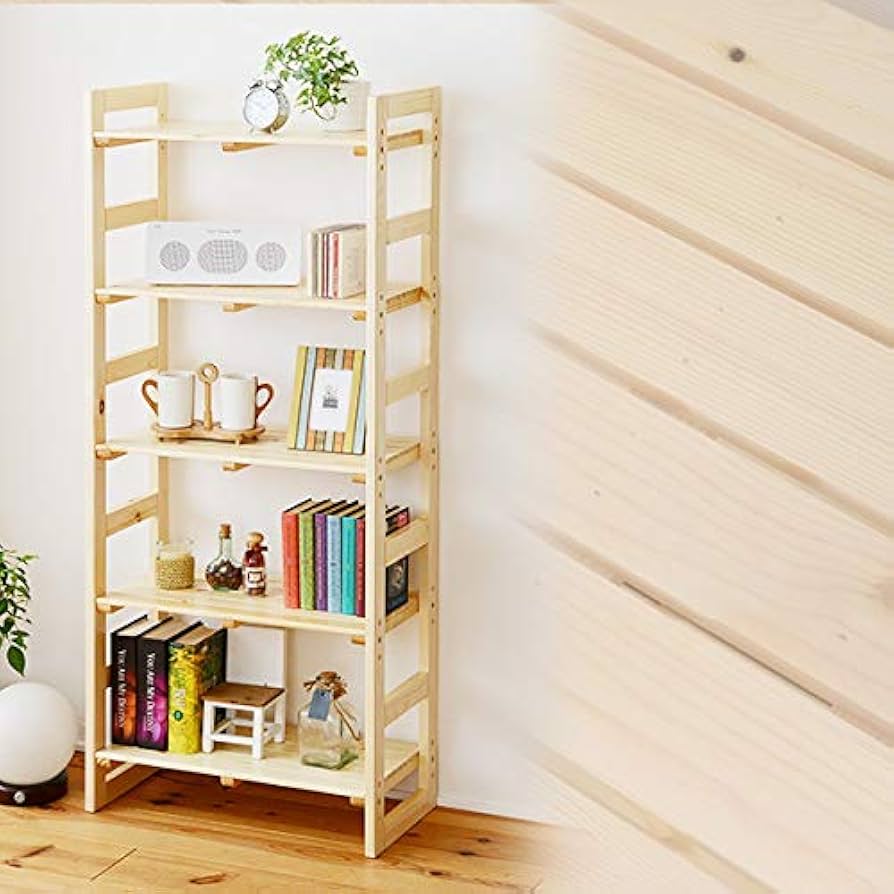 Amazon｜ナチュラル ウッドラック 収納 オープンラック 木製ラック