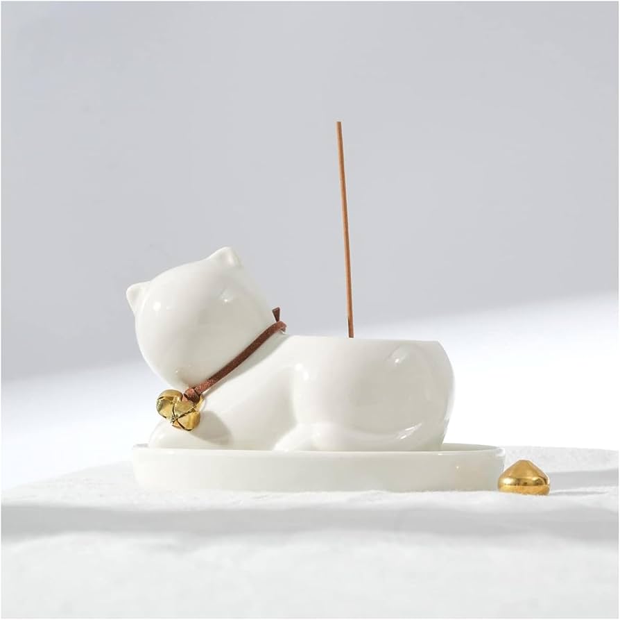 Amazon｜LANGING お香立て 猫 香炉 線香置き 陶器 面白いプレゼント
