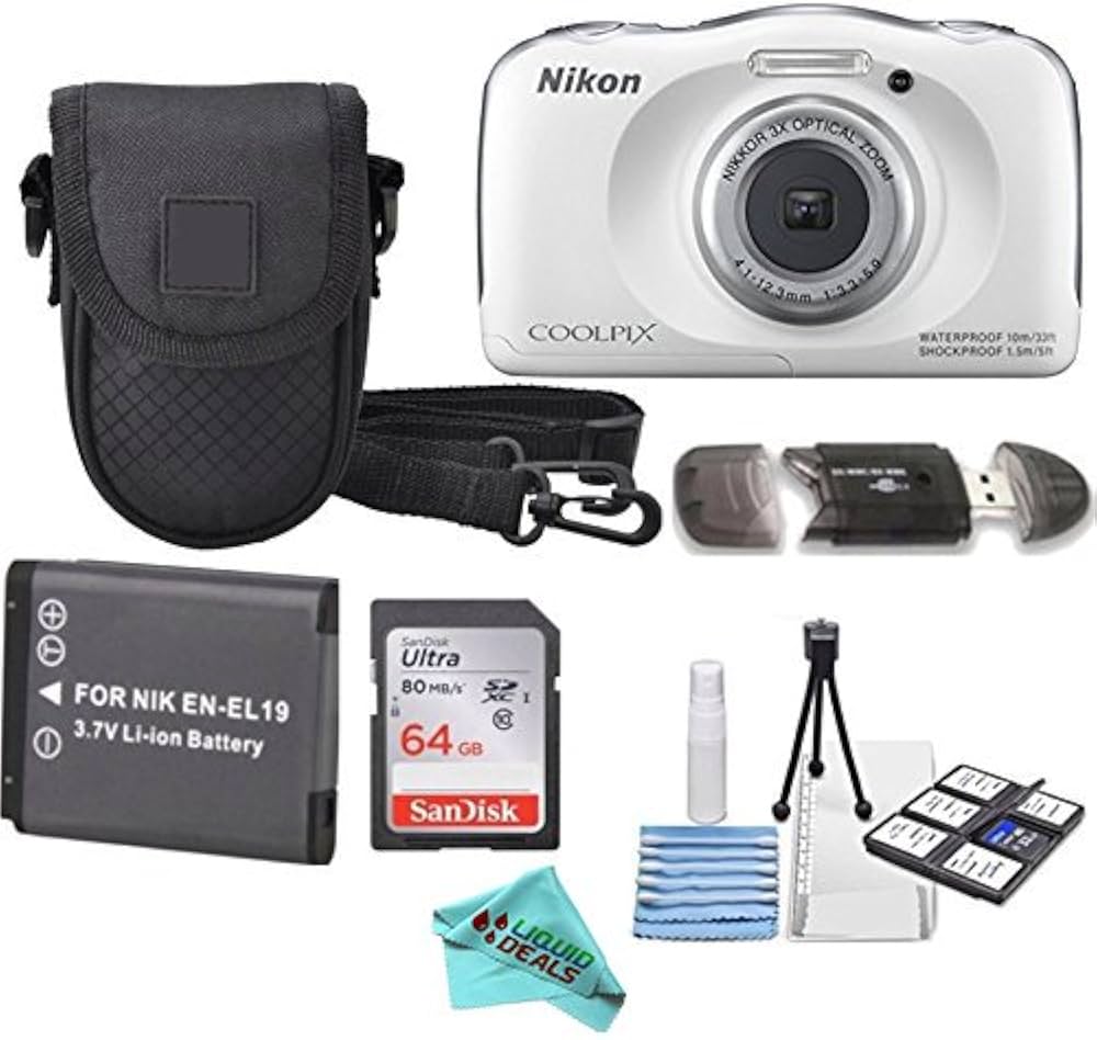 Amazon | Nikon Coolpix s33ホワイト防水デジタルカメラ+予備
