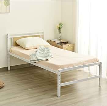 Amazon.co.jp: KJUUJEパイプベッド シングル ベッド 宮 三段階高さ調整