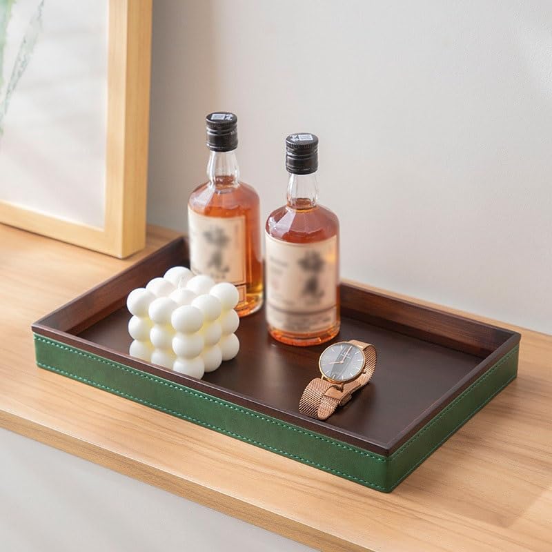 Amazon.com: eexbz Tray Leather Tray Rectangular Teacup Tea Tray