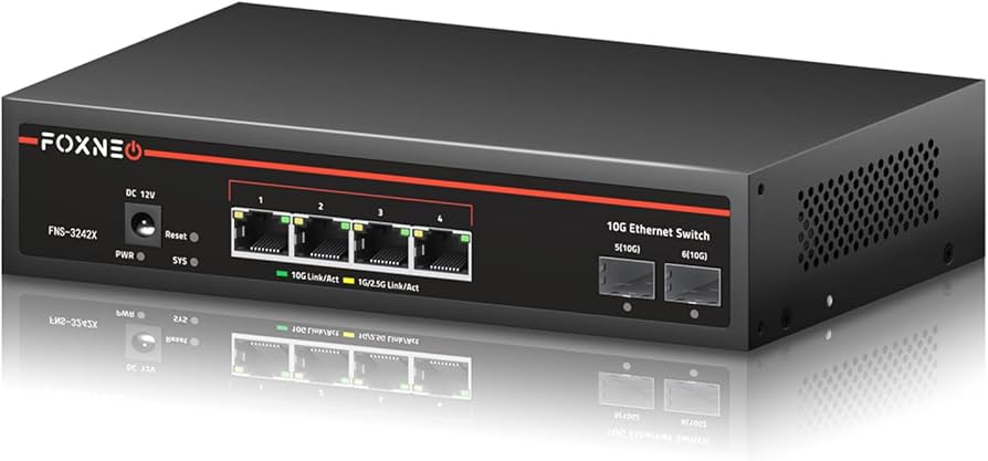 Amazon.co.jp: FOXNEO 10Gbps スイッチングハブ 6ポート（10G RJ45×4 +