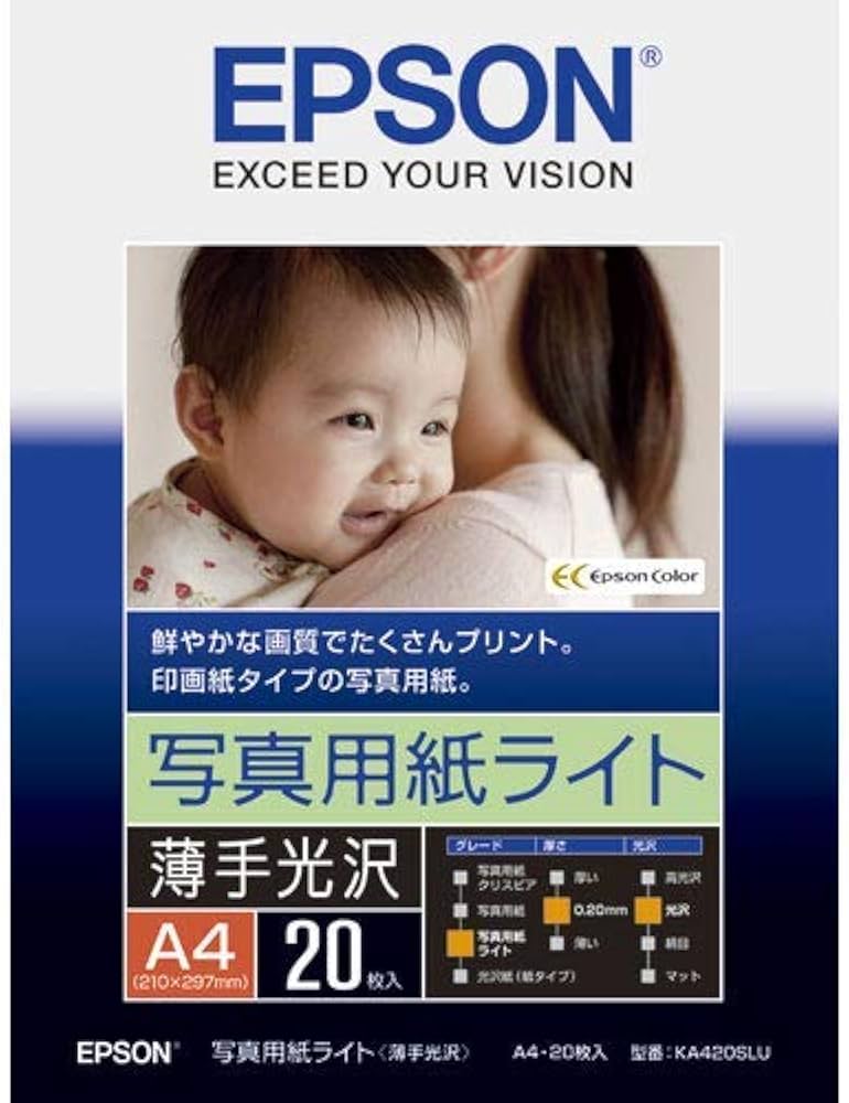Amazon.co.jp: エプソン EPSON 写真用紙ライト[薄手光沢] A4 20枚