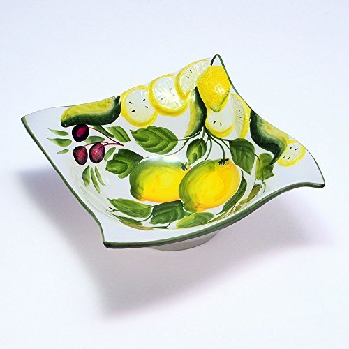 Amazon.co.jp: イタリア製 陶器 レモン オリーブ 柄 サラダボウル