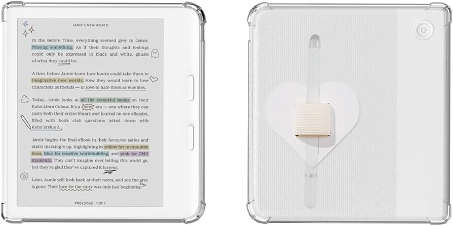 Clear Case for Kobo Libra Colour with Stylus Pen Holder, Libra