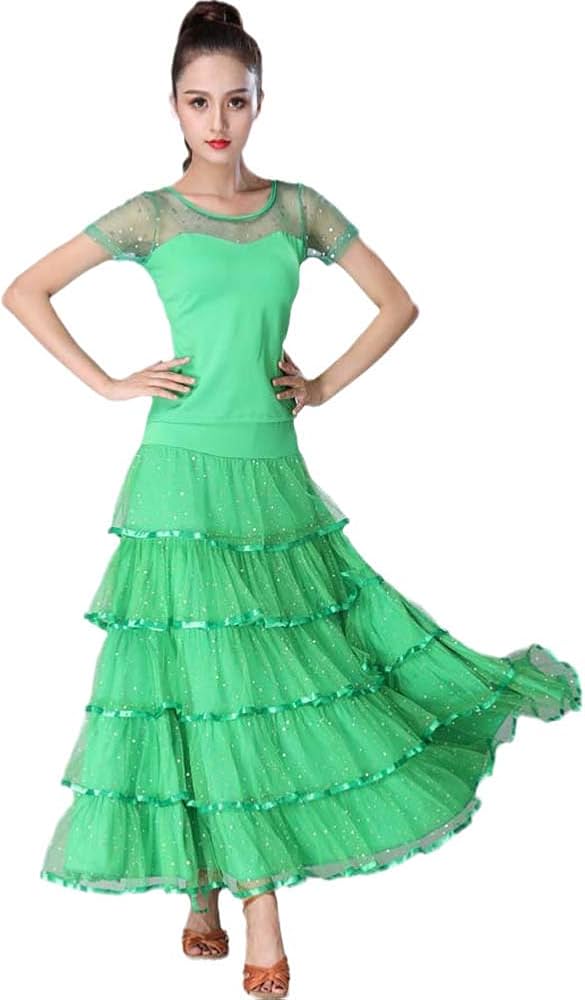 Amazon.co.jp: 社交ダンス ドレス モダン 上下セット 社交ダンス