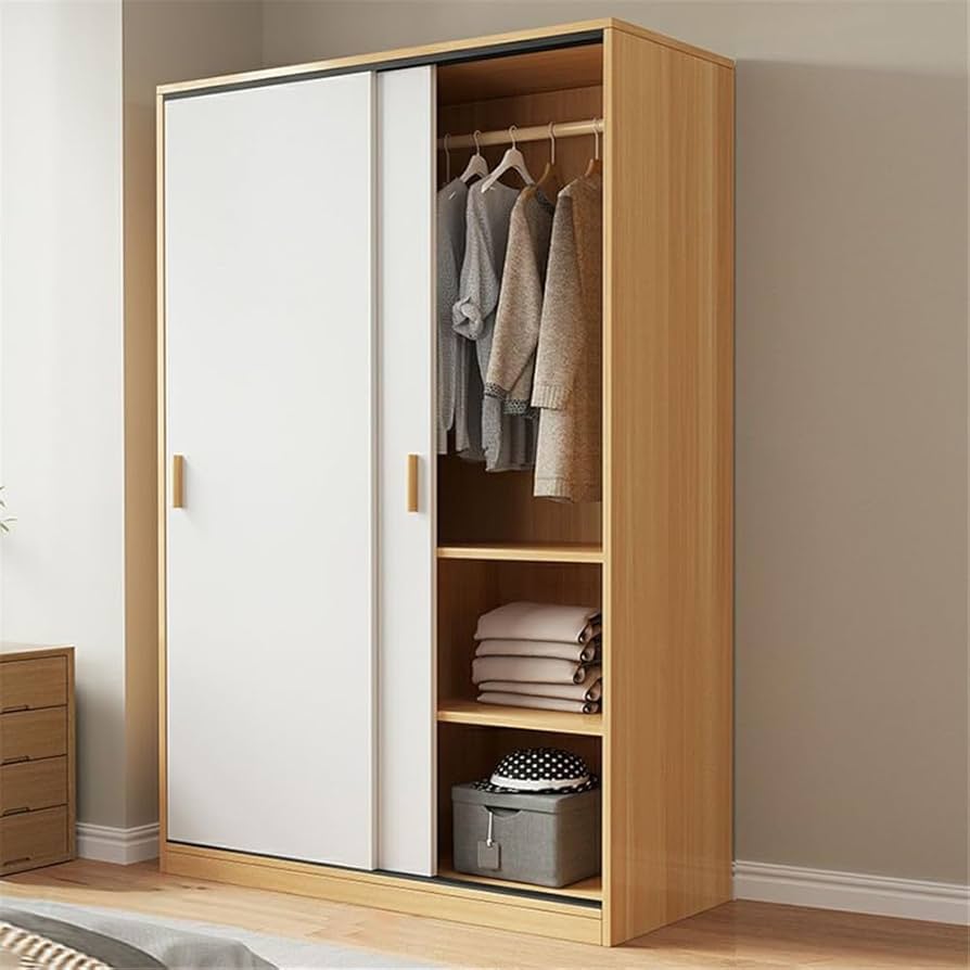 Amazon｜NIUYAO 無垢材 家族 ワードローブ クローゼット 戸棚 引き戸