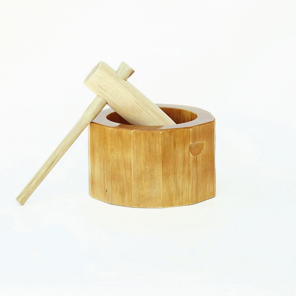 Amazon.co.jp: 餅つきセット 1升用 木製ミニ臼＋キネ1本（もちつき