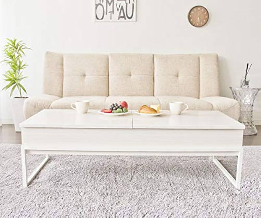 Amazon.co.jp: 宮武 リフトアップセンターテーブル CT-L1250 WH木目