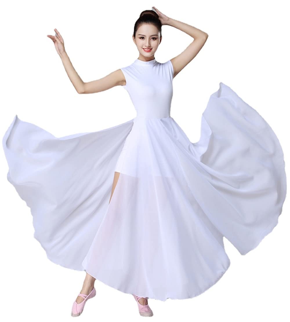 Amazon.co.jp: 大人 バレエ ダンス ワンピース フレア モダンダンス