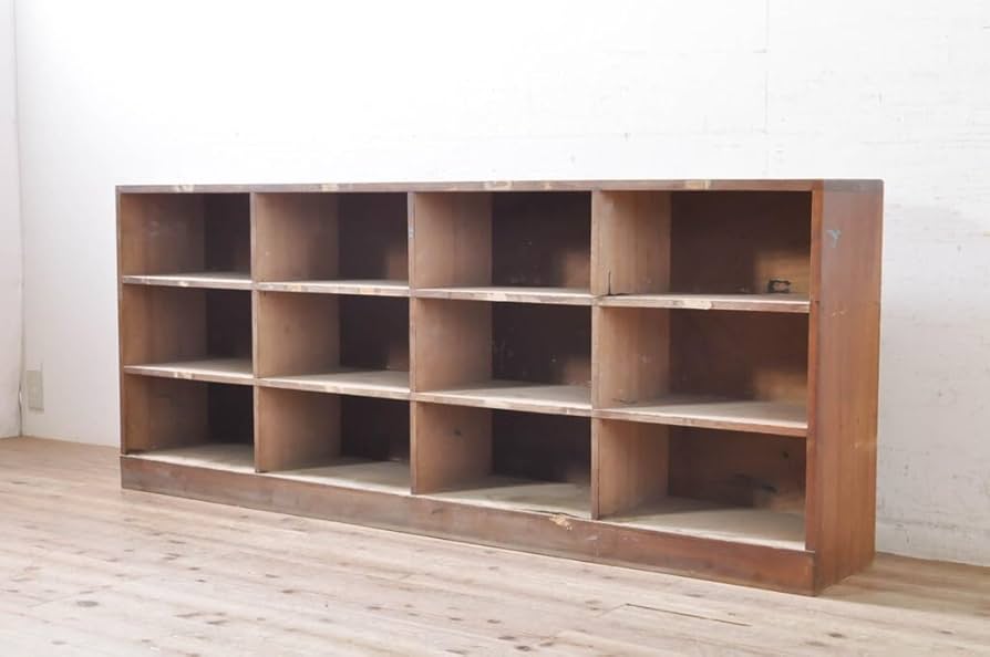 Amazon.co.jp: 071289和製アンティーク昭和レトロ横長のマス目(升目)棚