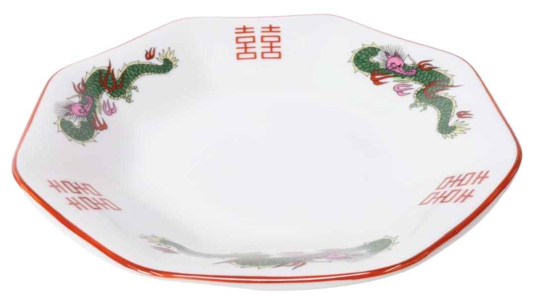 Amazon.co.jp: せともの本舗 中華単品 三ッ竜高台八角皿 [18.5 x 4.5cm
