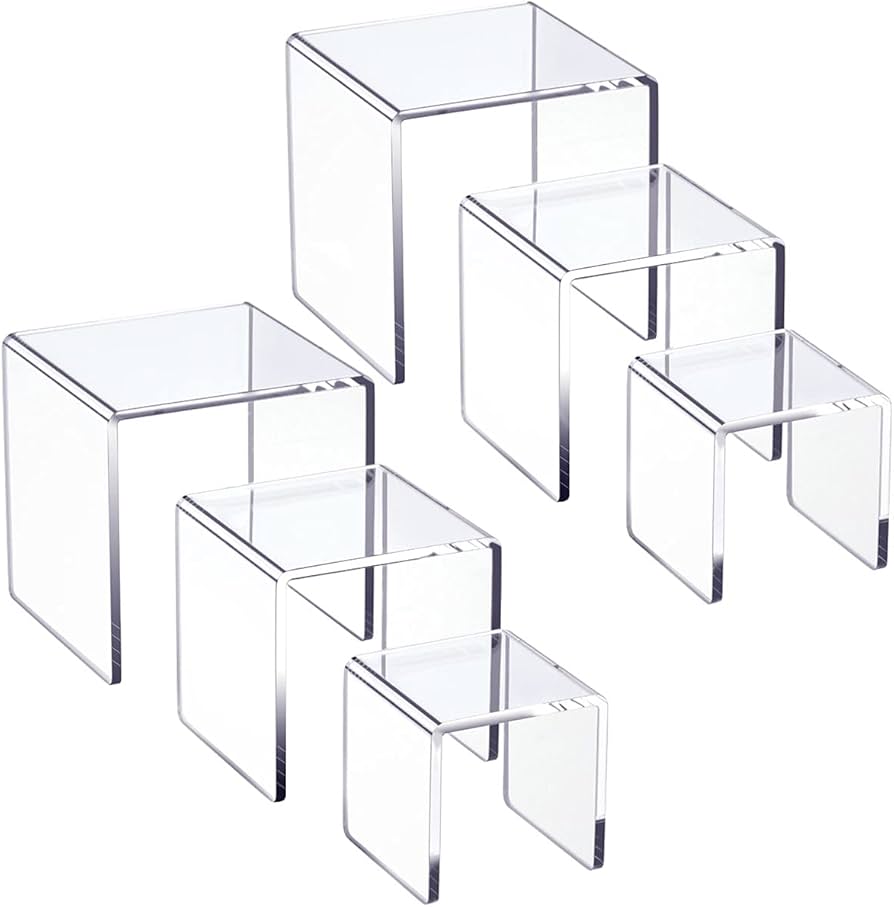Amazon.com: HIIMIEI Clear Acrylic Display Risers 2 Sets, 3-Tier